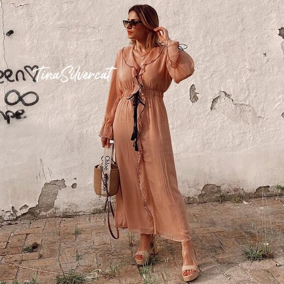 BLOGGER'S FAVE! Zara Ruffled Dress With Bows Sz S, M NWT - Picture 11 of 16